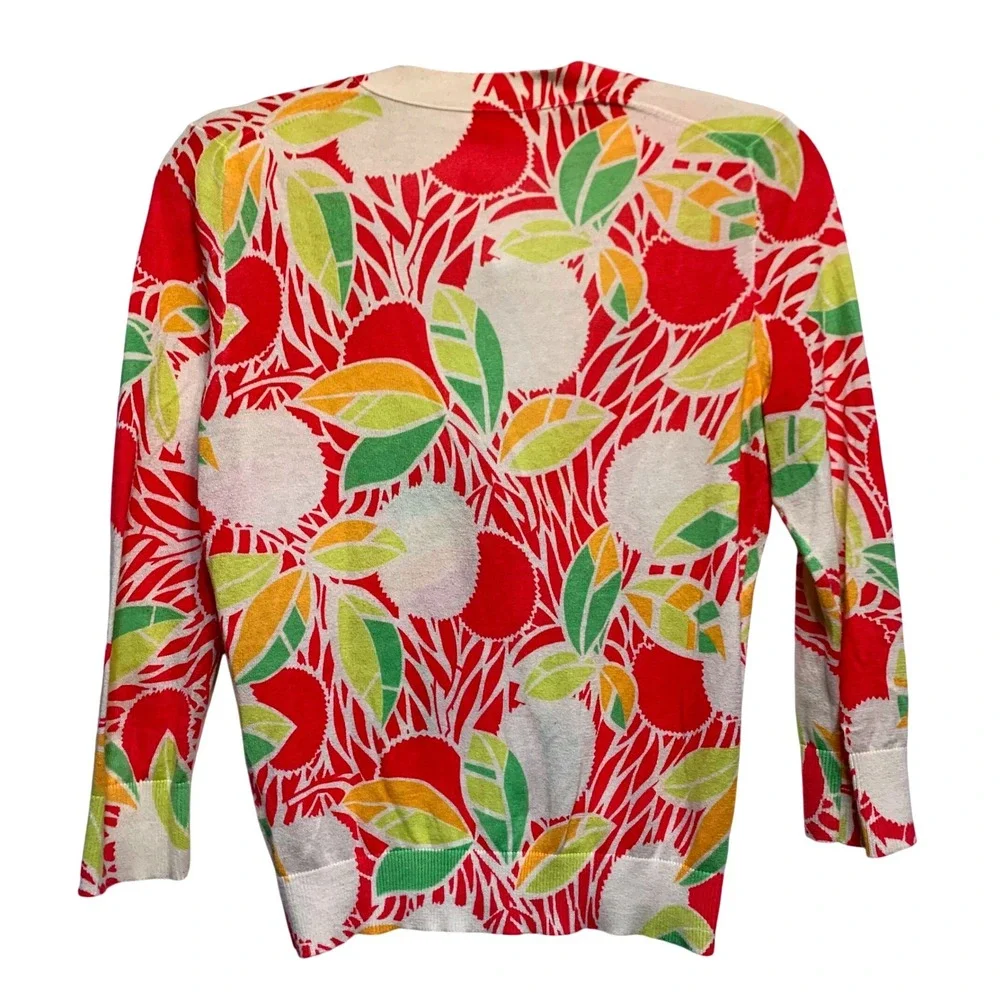 J. Crew Cardigan Women S Multicolor Tropical Leaf Print Cotton Button Front‎